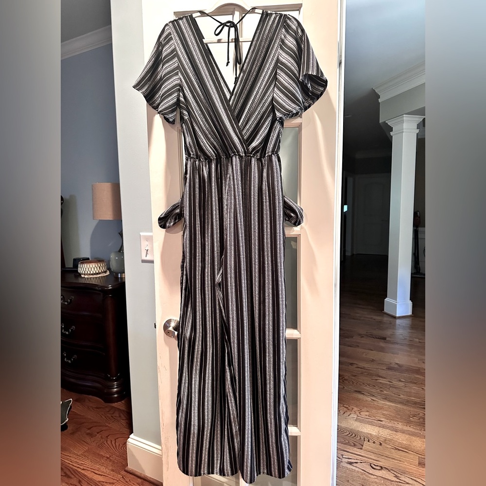 EUC Striped Black and White jumpsuit, Med